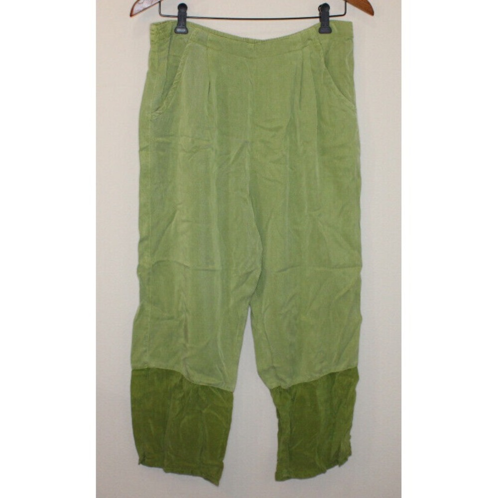 Click by Color Me Cotton women's Small green slacks pants 100% Tencel TR9092 NWT